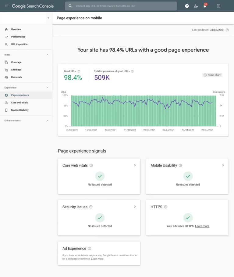 Repor Core Web Vitals su Google Search Console